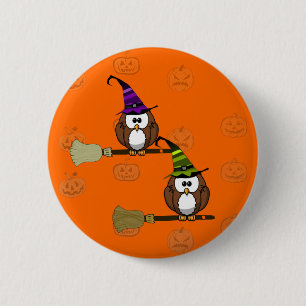 witch owl 2 inch round button