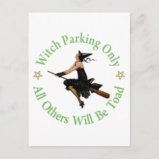 Witch Parking Only - All Others Will Be Towed Postcard
