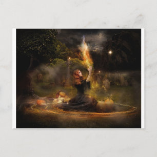 Witch Performs Magic Circle Spells Postcard