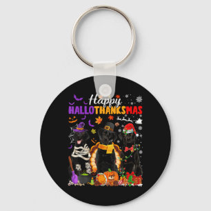 Witch Pilgrim Turkey Santa Black Labrador Dog Keychain