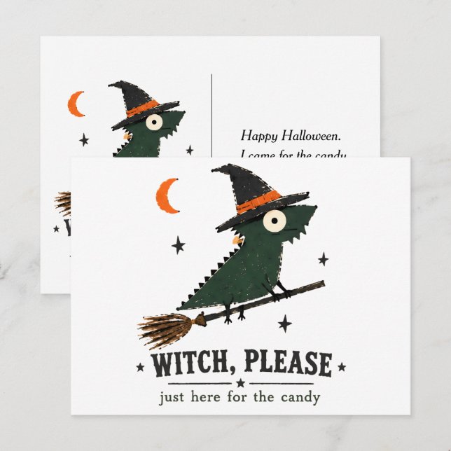 Witch, Please Bearded Dragon Art Postcard (Front/Back)