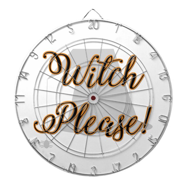 witch please funny halloween with hat dartboard (Front)