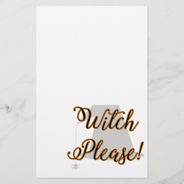 witch please funny halloween with hat stationery (Front)