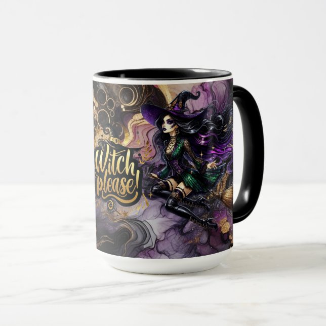 Witch Please! Gothic Pagan Witch Halloween Fantasy Mug (Front Right)