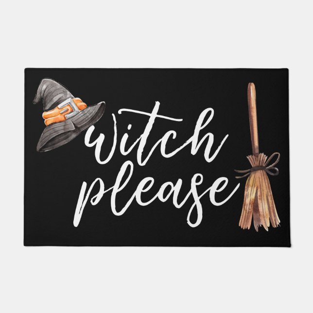 Witch Please Halloween Black Doormat (Front)