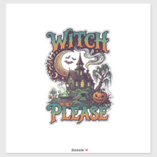 Witch Please Haunted House Crescent Moon Cauldron