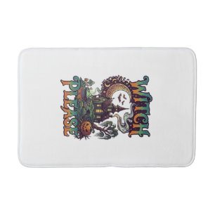 Witch Please Haunted House Crescent Moon Cauldron Bath Mat