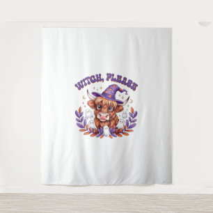 Witch Please Highland Cow Halloween Tapestry