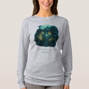 Witch Please, I Sparkle (Grey) sleeved T-Shirt
