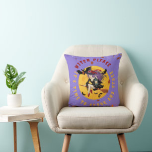 Witch Please It's Time To Spook And Tease Blue Throw Pillow