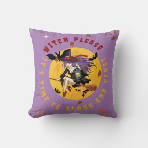 Witch Please It's Time To Spook And Tease Violet Throw Pillow