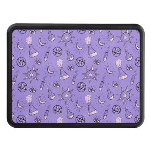 Witch Potions Purple Alchemy Pattern Halloween Trailer Hitch Cover