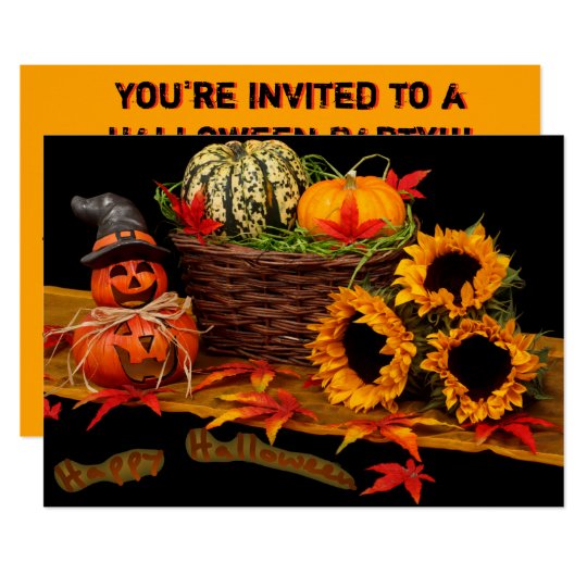 Witch Pumpkin and Sunflowers Card