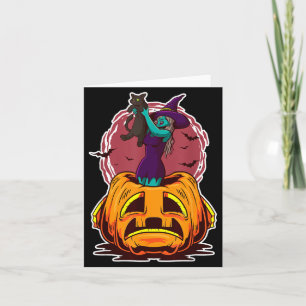 Witch Pumpkin Black Cat Y Spooky Sorcerer Card