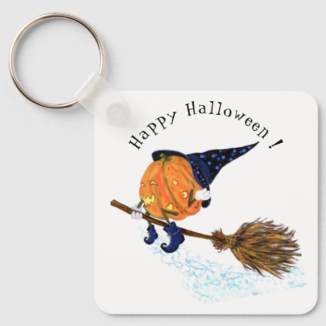 Witch Pumpkin Halloween Keychain (Front)