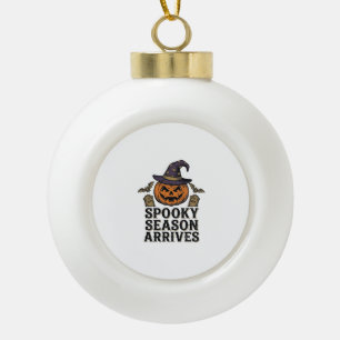 Witch Pumpkin Halloween Vintage Engraving Shirt De Ceramic Ball Christmas Ornament
