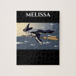 Witch puzzle with personalized name.