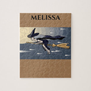Witch puzzle with personalized name.