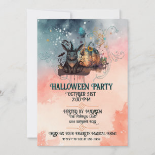 Witch Rabbit Autumn Pumpkin Halloween Invitation