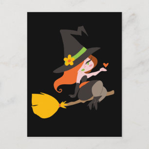 Witch Riding a Broomstick Postcard