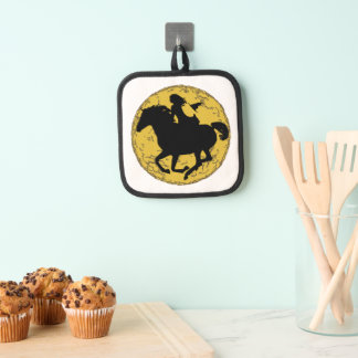 Witch Riding Across the Full Moon Pot Holder