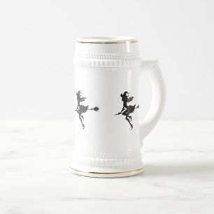 Witch Riding Broom Halloween Thunder_Cove Beer Stein