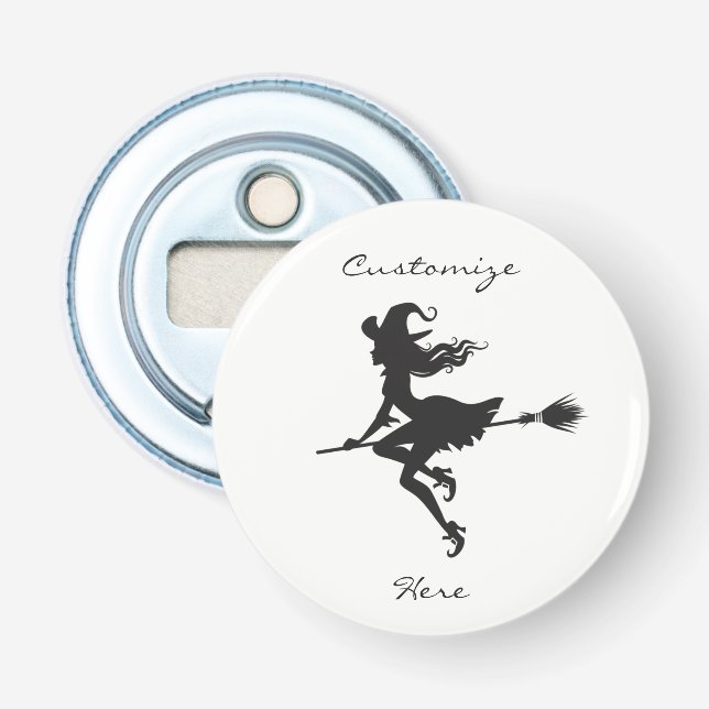 Witch Riding Broom Halloween Thunder_Cove Bottle Opener (Front)