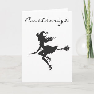 Witch Riding Broom Halloween Thunder_Cove Card