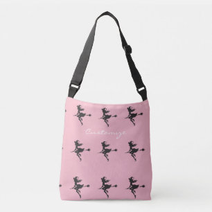 Witch Riding Broom Halloween Thunder_Cove Crossbody Bag