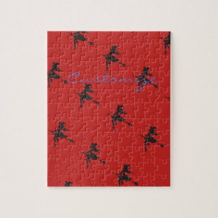 Witch Riding Broom Halloween Thunder_Cove Jigsaw Puzzle