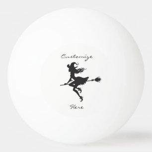 Witch Riding Broom Halloween Thunder_Cove Ping Pong Ball
