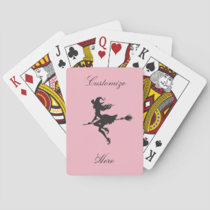 Witch Riding Broom Halloween Thunder_Cove Playing Cards