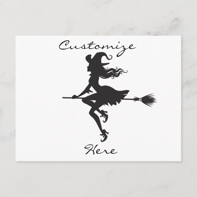 Witch Riding Broom Halloween Thunder_Cove Postcard (Front)