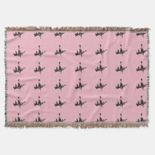 Witch Riding Broom Halloween Thunder_Cove Throw Blanket