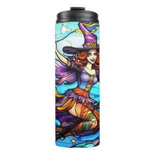 Witch Riding Broom Thermal Tumbler