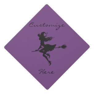 Witch Riding Broom Thunder_Cove  Halloween Graduation Cap Topper