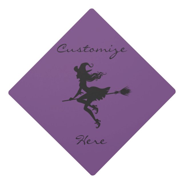 Witch Riding Broom Thunder_Cove  Halloween Graduation Cap Topper (Front)
