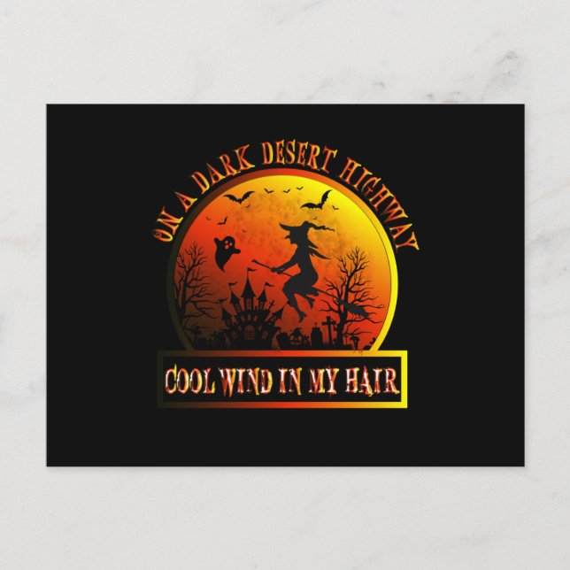 Witch Riding Brooms On A Dark Desert Postcard (Front)