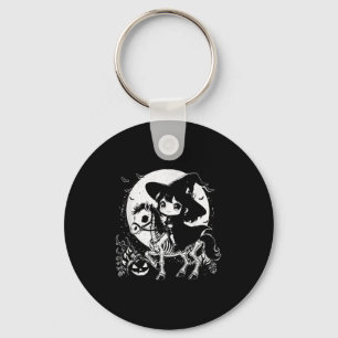 Witch Riding Horse Skeleton Cute Spooky Halloween  Keychain