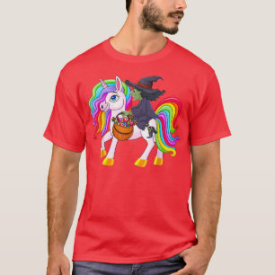 Witch Riding Unicorn Funny Halloween, Halloween Co T-Shirt