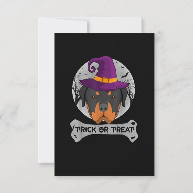Witch Rottweiler Trick Or Treat Funny Dog RSVP Card (Front)