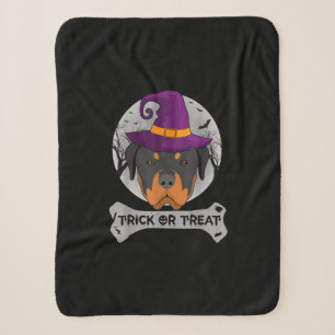 Witch Rottweiler Trick Or Treat Funny Dog Sherpa Blanket