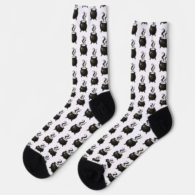 Witch’s Brew – Minimalist Halloween Caldron on  Socks (Left)