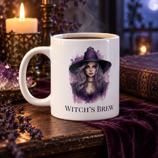 Witch’s Brew – Purple Witch Art Halloween  Large Coffee Mug