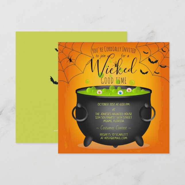 Witch’s Cauldron Invitation (Front/Back)