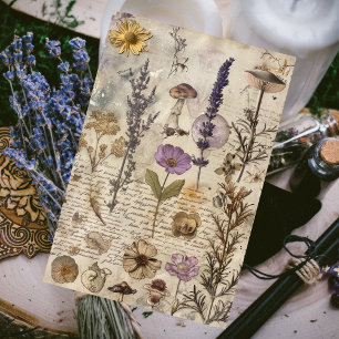 Witch’s Diary with Flowers Vintage Decoupage Tissue Paper