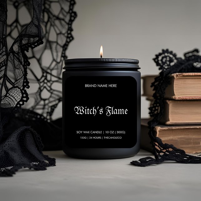 Witch’s Flame Halloween Candle Label Gothic Black (Creator Uploaded)
