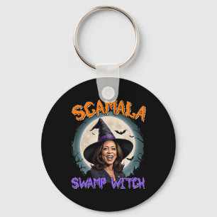 Witch Scamala Harris Anti Kamala Halloween Black P Keychain