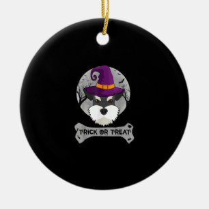 Witch Schnauzer Trick Or Treat Funny Dog Halloween Ceramic Ornament