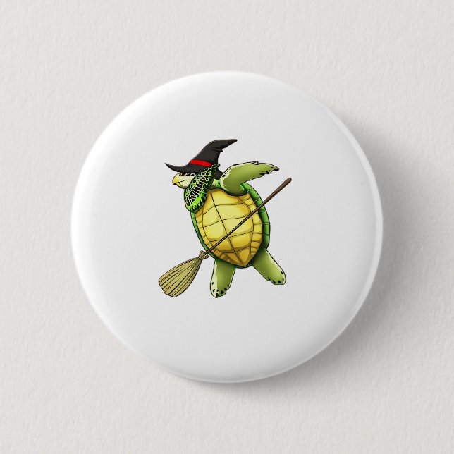 Witch Sea Turtle Dab Funny Halloween Horror Scary  2 Inch Round Button (Front)